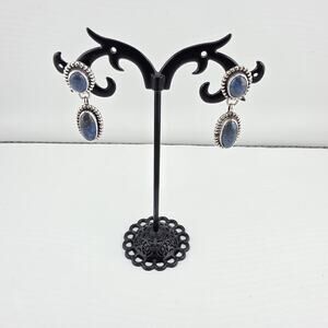 Vintage 1997 Signed G. Yazzie Navajo 925 Sterling Silver Copper Quartz Earrings